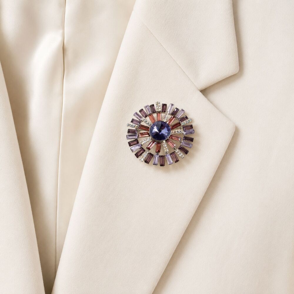 Anne Klein Purple Rhinestone Brooch